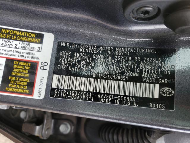 Photo 9 VIN: 4T1BD1FK5EU138351 - TOYOTA CAMRY HYBR 