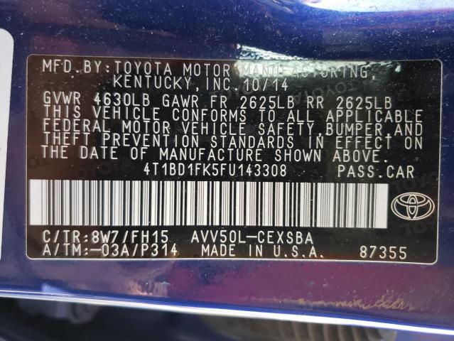 Photo 9 VIN: 4T1BD1FK5FU143308 - TOYOTA CAMRY HYBR 