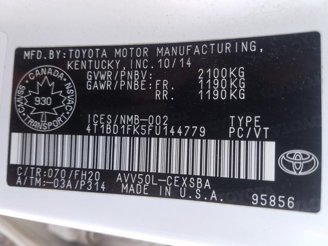 Photo 9 VIN: 4T1BD1FK5FU144779 - TOYOTA CAMRY HYBR 