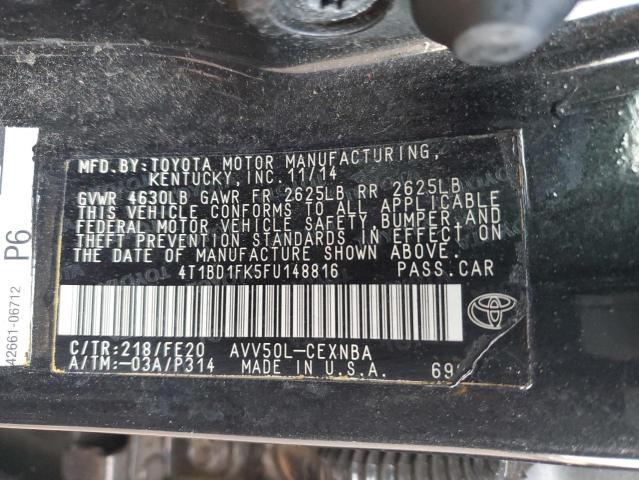 Photo 11 VIN: 4T1BD1FK5FU148816 - TOYOTA CAMRY HYBR 