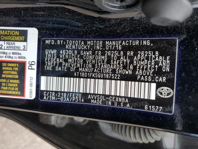 Photo 9 VIN: 4T1BD1FK5GU187522 - TOYOTA CAMRY HYBR 