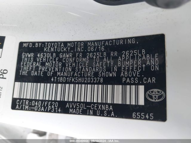 Photo 8 VIN: 4T1BD1FK5HU203378 - TOYOTA CAMRY HYBRID 