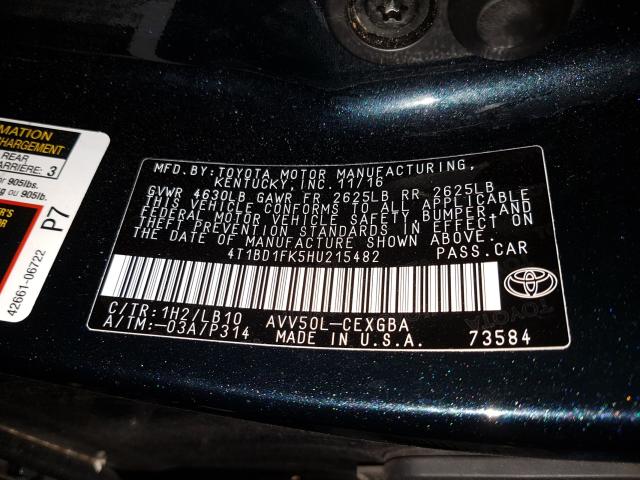 Photo 9 VIN: 4T1BD1FK5HU215482 - TOYOTA CAMRY HYBR 