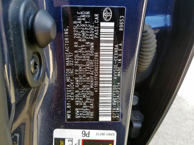 Photo 9 VIN: 4T1BD1FK5HU222786 - TOYOTA CAMRY 