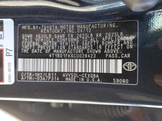 Photo 11 VIN: 4T1BD1FK6CU028423 - TOYOTA CAMRY HYBR 