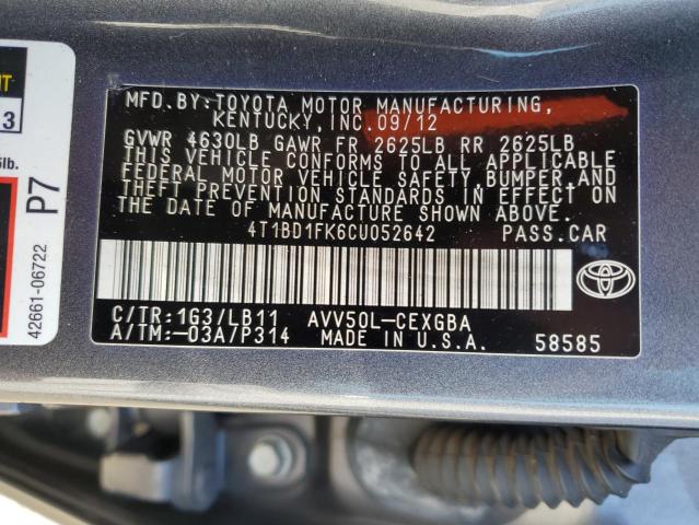 Photo 11 VIN: 4T1BD1FK6CU052642 - TOYOTA CAMRY HYBR 