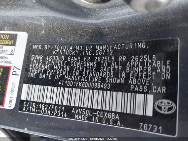 Photo 8 VIN: 4T1BD1FK6DU088493 - TOYOTA CAMRY HYBRID 