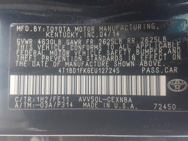 Photo 9 VIN: 4T1BD1FK6EU127245 - TOYOTA CAMRY HYBR 