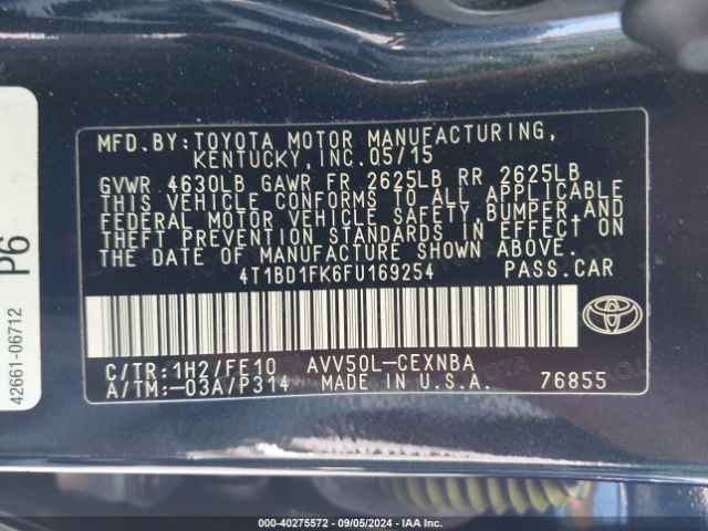 Photo 8 VIN: 4T1BD1FK6FU169254 - TOYOTA CAMRY 