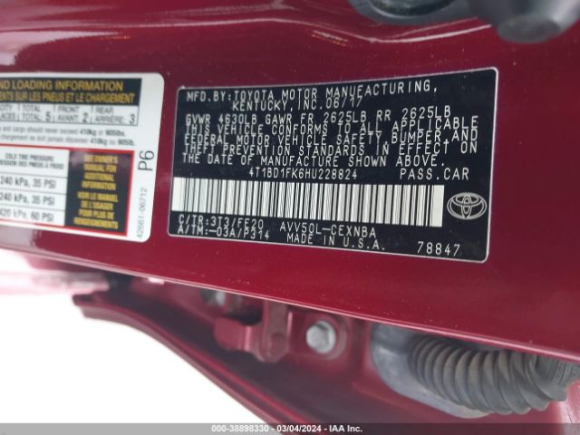 Photo 8 VIN: 4T1BD1FK6HU228824 - TOYOTA CAMRY HYBRID 