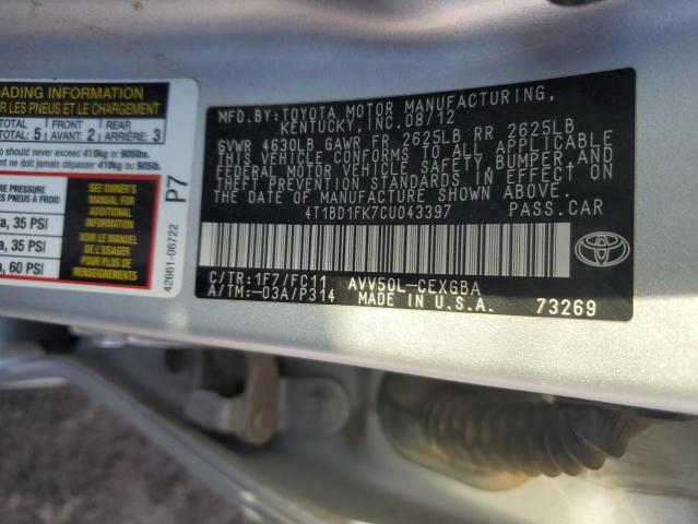 Photo 11 VIN: 4T1BD1FK7CU043397 - TOYOTA CAMRY 