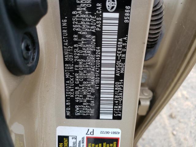 Photo 11 VIN: 4T1BD1FK7CU049264 - TOYOTA CAMRY HYBR 