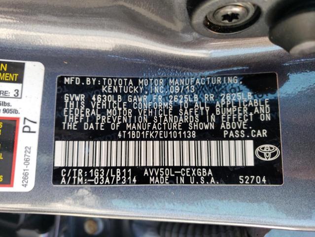 Photo 11 VIN: 4T1BD1FK7EU101138 - TOYOTA CAMRY 