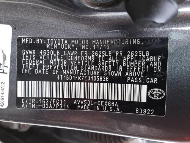 Photo 9 VIN: 4T1BD1FK7EU105836 - TOYOTA CAMRY HYBR 