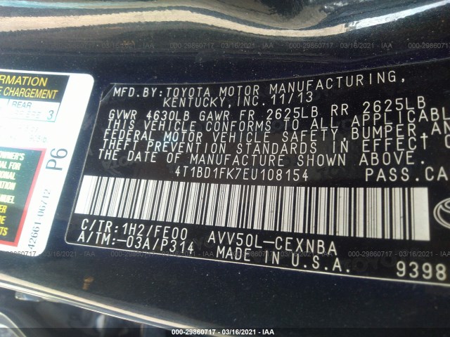 Photo 8 VIN: 4T1BD1FK7EU108154 - TOYOTA CAMRY 