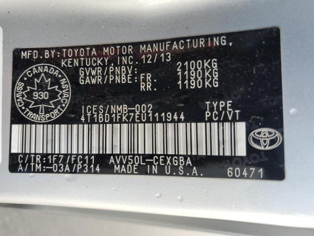 Photo 11 VIN: 4T1BD1FK7EU111944 - TOYOTA CAMRY HYBR 