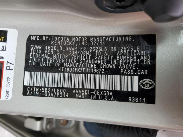 Photo 12 VIN: 4T1BD1FK7EU119672 - TOYOTA CAMRY HYBR 