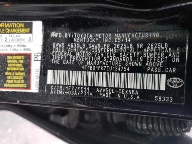 Photo 9 VIN: 4T1BD1FK7EU134754 - TOYOTA CAMRY HYBR 