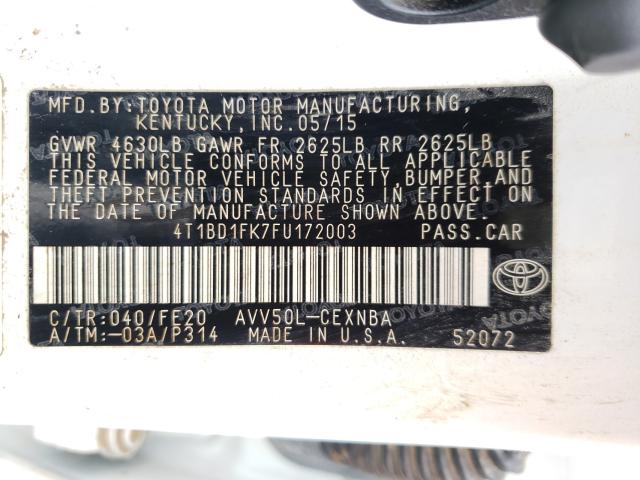 Photo 9 VIN: 4T1BD1FK7FU172003 - TOYOTA CAMRY HYBR 