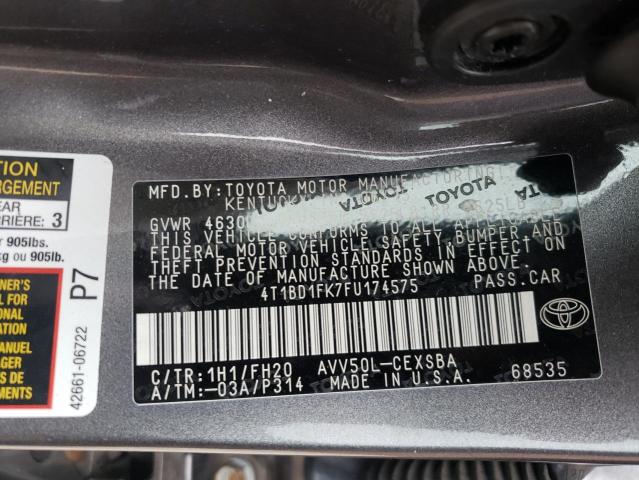 Photo 9 VIN: 4T1BD1FK7FU174575 - TOYOTA CAMRY HYBR 