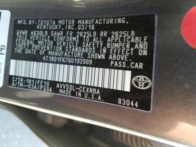 Photo 9 VIN: 4T1BD1FK7GU192009 - TOYOTA CAMRY HYBR 