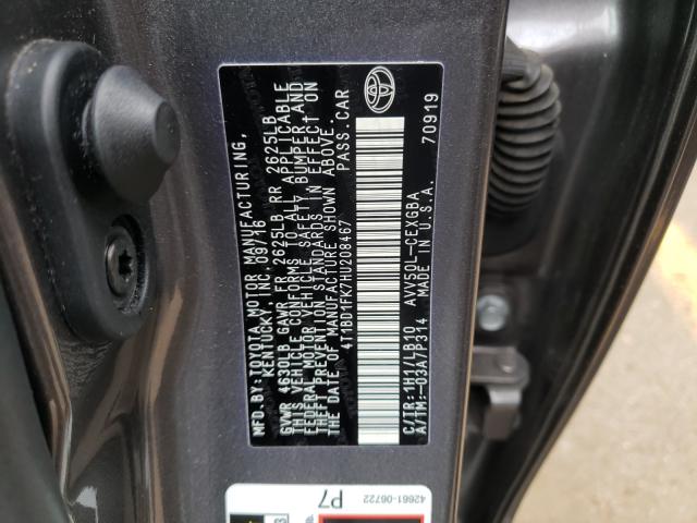 Photo 9 VIN: 4T1BD1FK7HU208467 - TOYOTA CAMRY HYBR 