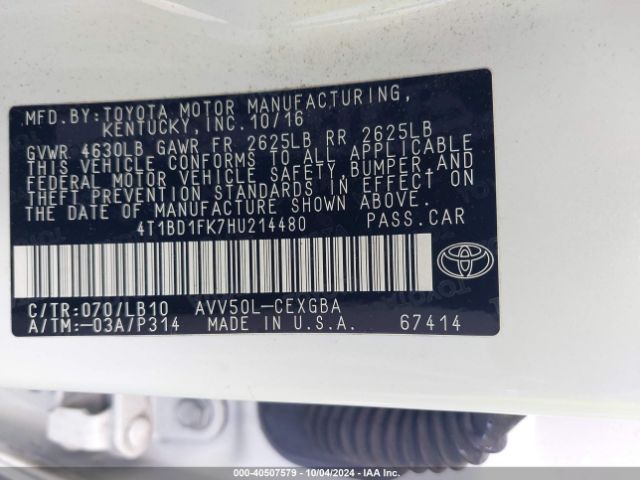 Photo 8 VIN: 4T1BD1FK7HU214480 - TOYOTA CAMRY 