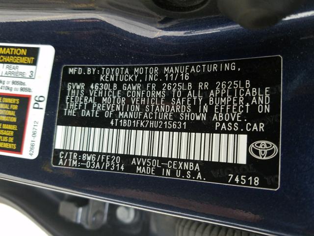 Photo 9 VIN: 4T1BD1FK7HU215631 - TOYOTA CAMRY 