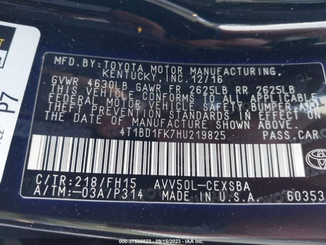 Photo 8 VIN: 4T1BD1FK7HU219825 - TOYOTA CAMRY HYBRID 