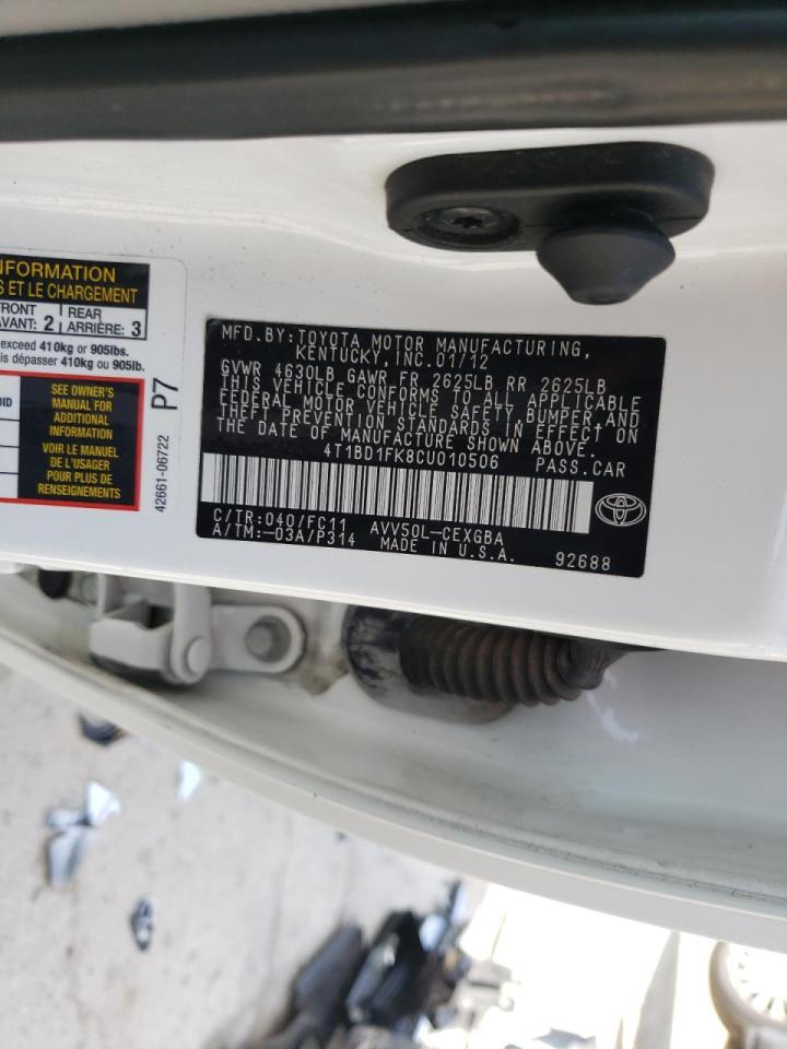 Photo 9 VIN: 4T1BD1FK8CU010506 - TOYOTA CAMRY 