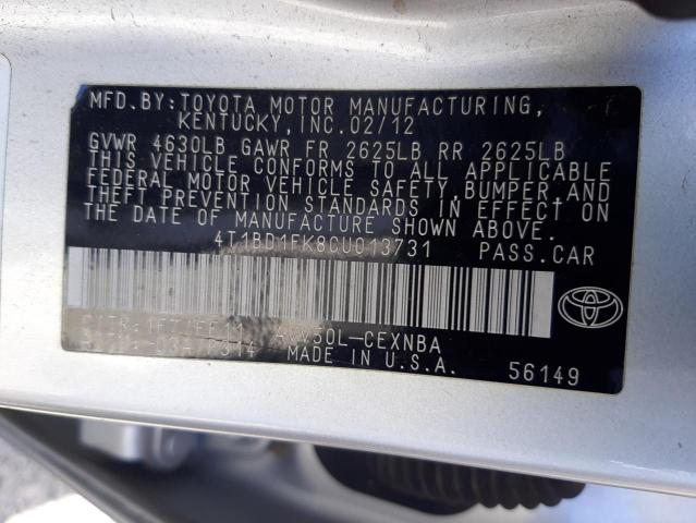 Photo 9 VIN: 4T1BD1FK8CU013731 - TOYOTA CAMRY HYBR 