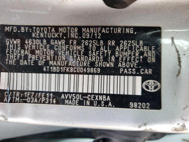 Photo 11 VIN: 4T1BD1FK8CU049869 - TOYOTA CAMRY HYBR 