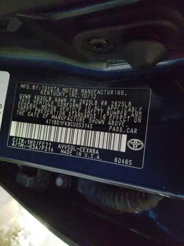 Photo 9 VIN: 4T1BD1FK8CU053145 - TOYOTA CAMRY HYBR 