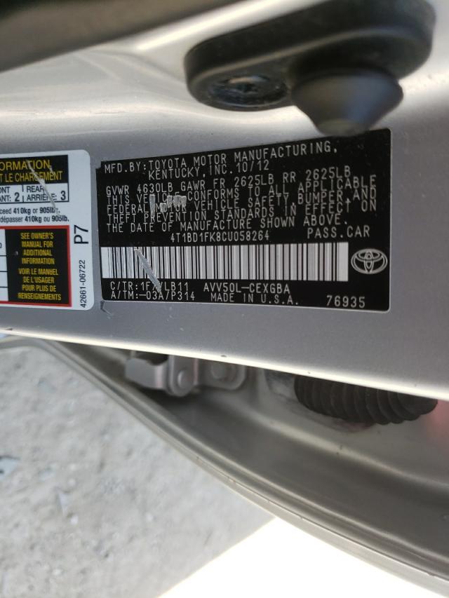 Photo 9 VIN: 4T1BD1FK8CU058264 - TOYOTA CAMRY HYBR 