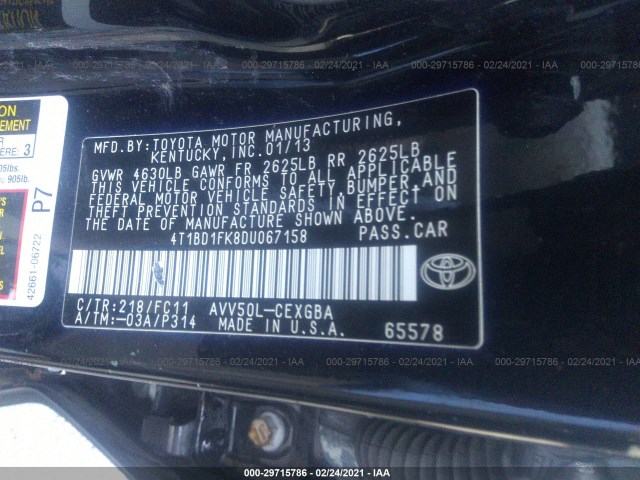 Photo 8 VIN: 4T1BD1FK8DU067158 - TOYOTA CAMRY HYBRID 