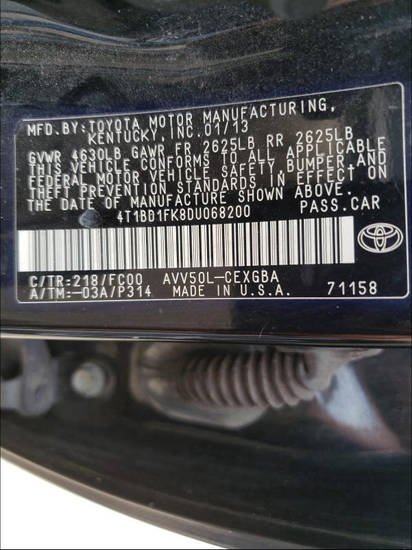 Photo 9 VIN: 4T1BD1FK8DU068200 - TOYOTA CAMRY HYBR 