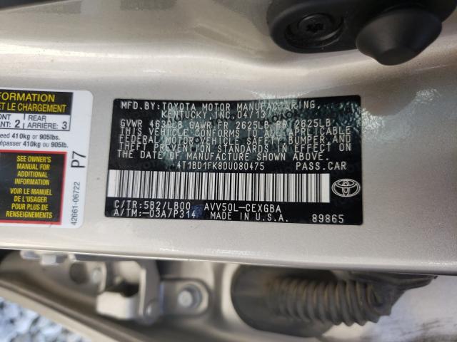 Photo 9 VIN: 4T1BD1FK8DU080475 - TOYOTA CAMRY HYBR 