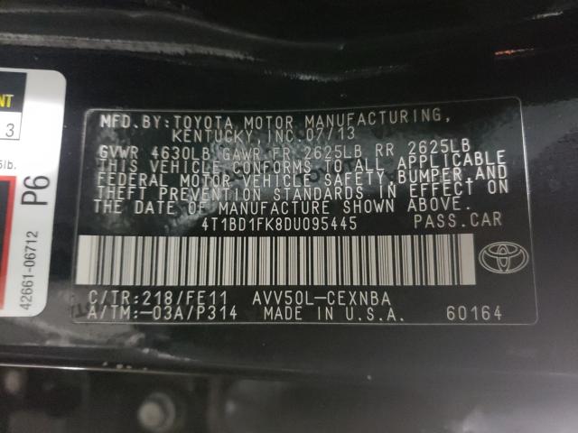 Photo 9 VIN: 4T1BD1FK8DU095445 - TOYOTA CAMRY HYBR 