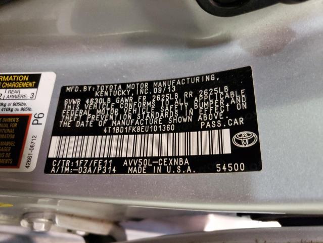 Photo 11 VIN: 4T1BD1FK8EU101360 - TOYOTA CAMRY 