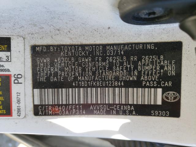 Photo 9 VIN: 4T1BD1FK8EU123844 - TOYOTA CAMRY HYBR 