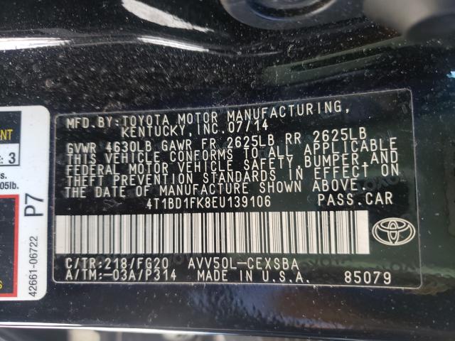 Photo 9 VIN: 4T1BD1FK8EU139106 - TOYOTA CAMRY HYBR 