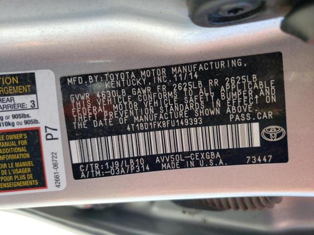 Photo 9 VIN: 4T1BD1FK8FU149393 - TOYOTA CAMRY HYBR 