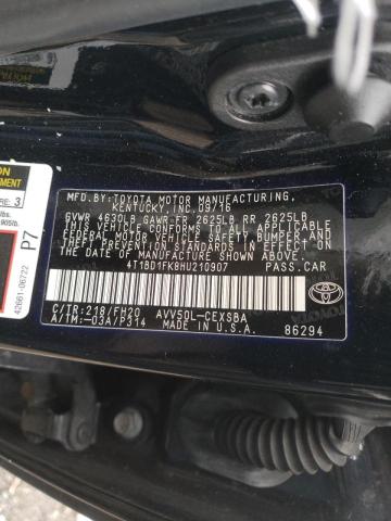 Photo 9 VIN: 4T1BD1FK8HU210907 - TOYOTA CAMRY HYBR 