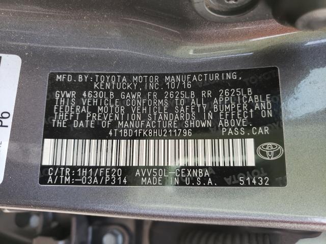 Photo 9 VIN: 4T1BD1FK8HU211796 - TOYOTA CAMRY HYBR 