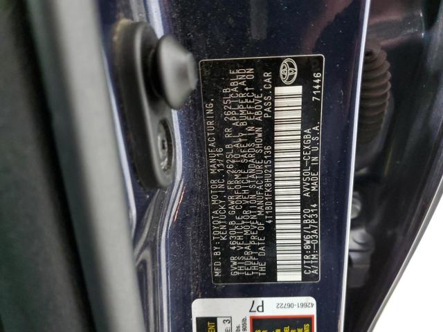 Photo 11 VIN: 4T1BD1FK8HU215136 - TOYOTA CAMRY HYBR 