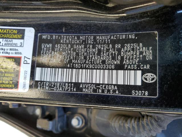 Photo 9 VIN: 4T1BD1FK9CU003306 - TOYOTA CAMRY HYBR 