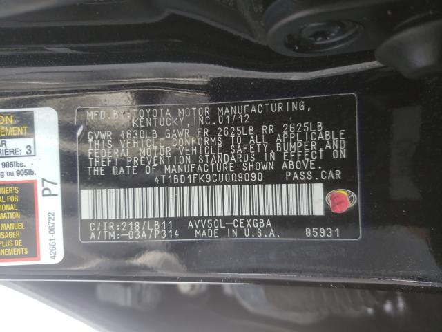 Photo 9 VIN: 4T1BD1FK9CU009090 - TOYOTA CAMRY HYBR 