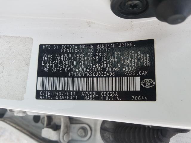 Photo 9 VIN: 4T1BD1FK9CU032496 - TOYOTA CAMRY HYBR 