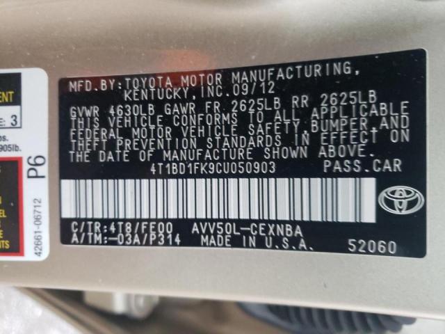 Photo 9 VIN: 4T1BD1FK9CU050903 - TOYOTA CAMRY HYBR 