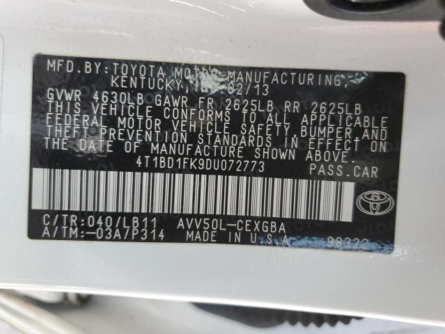 Photo 12 VIN: 4T1BD1FK9DU072773 - TOYOTA CAMRY HYBR 